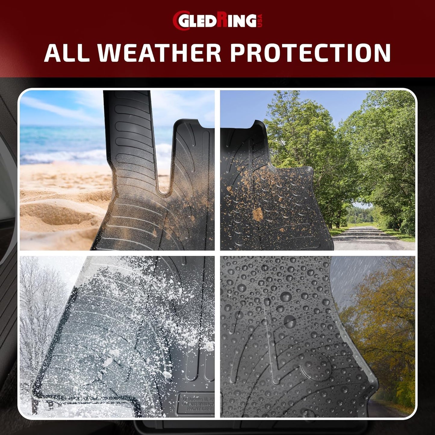 Gledring USA Custom Fit All-Weather Rubber Floor Mats Intended for Toyota 4Runner Floor mats for 2013-2023, No Trimming Required, Tailored Custom Fit, Protects from Rain, Mud & Snow