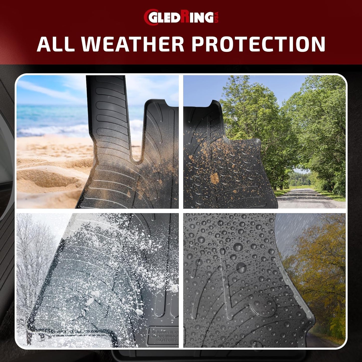 Gledring USA Custom Fit All-Weather Rubber Floor Mats Intended for Toyota RAV4 & Hybrid Floor mats for 2019-2023, No Trimming Required, Tailored Custom Fit, Protects from Rain, Mud & Snow