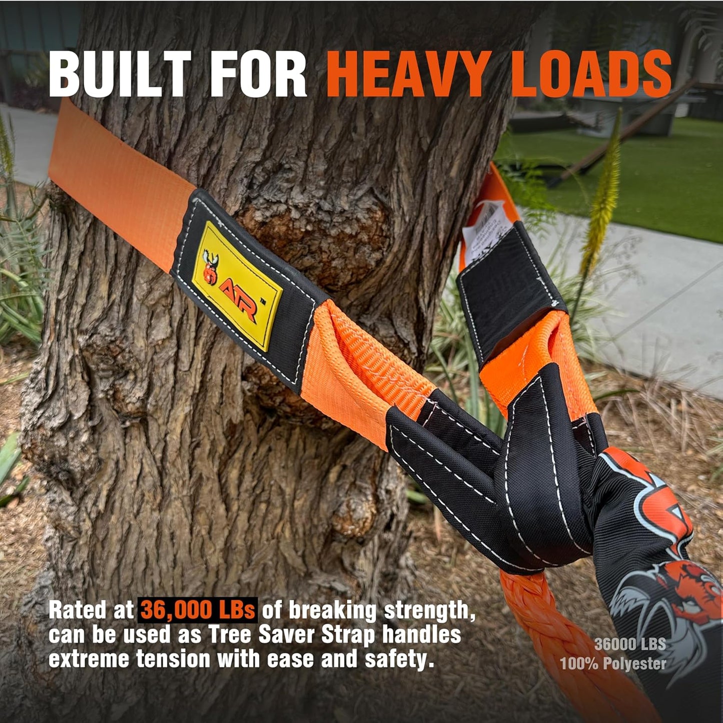 ATR Recovery Tow Strap 3.5" x 20ft – 36,000 lbs Break Strength, Heavy Duty Snatch Strap for Truck, SUV, UTV, Off-Road Pulling, Tow Rope with Storage Bag