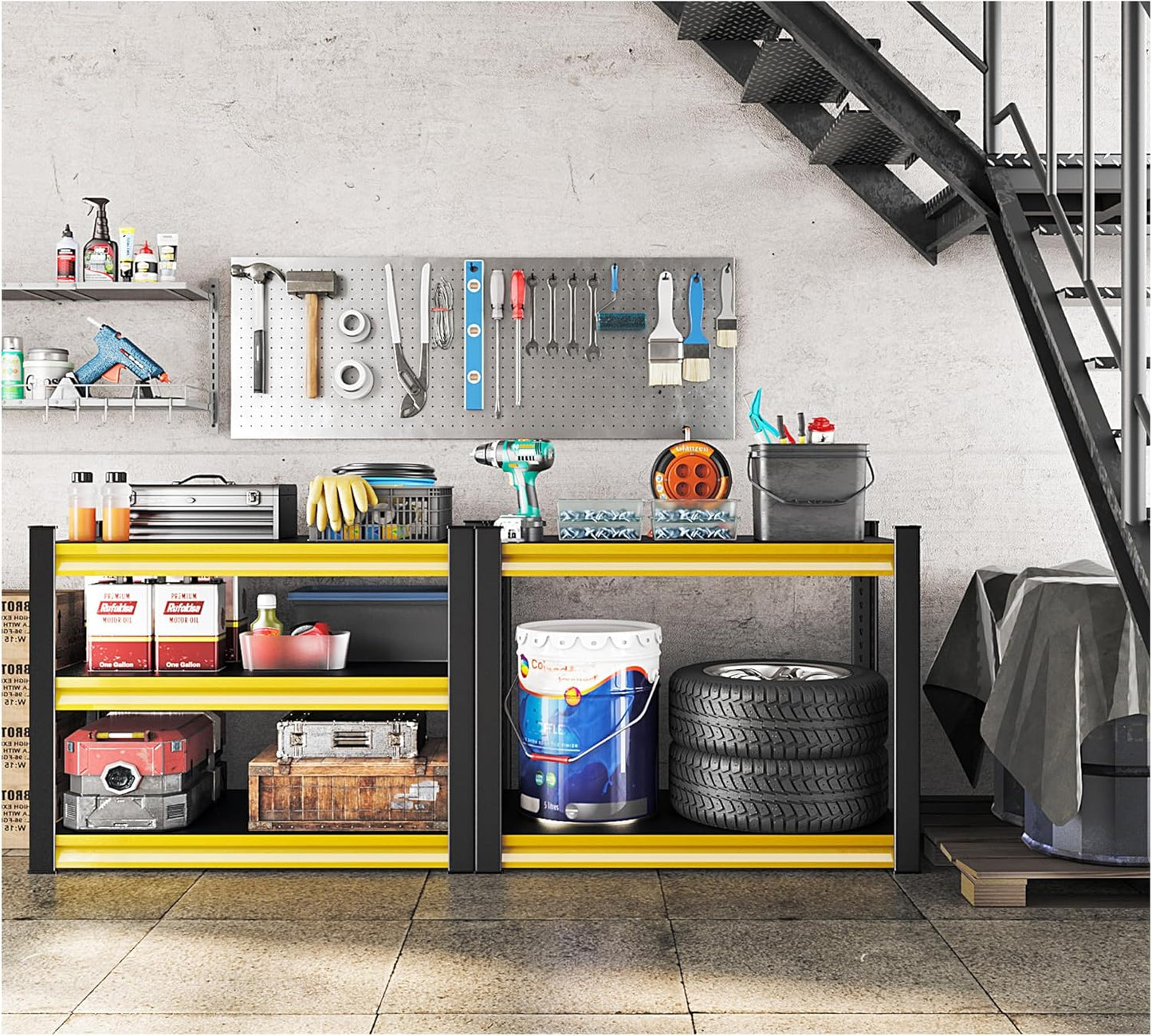 40" W Garage Shelving Heavy Duty, 1500LBS Loads Adjustable Garage Storage Shelves,3-Tier Metal Storage Racks and Shelving Units, Utility Rack Shelves,40" W x 18" D x 36" H,Yellow