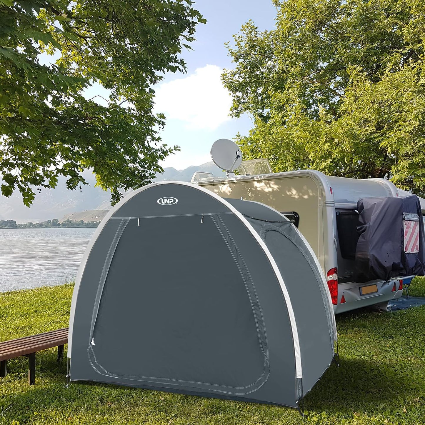 UNP Bike Storage Shed Tent, Portable Outdoor Bike Storage Tent with 210D Oxford Thick PU4000 Waterproof for 1/2/3/4 Bikes, Bike Covers Storage Shed Tent for Bicycles, Lawn Mower, Garden Tools