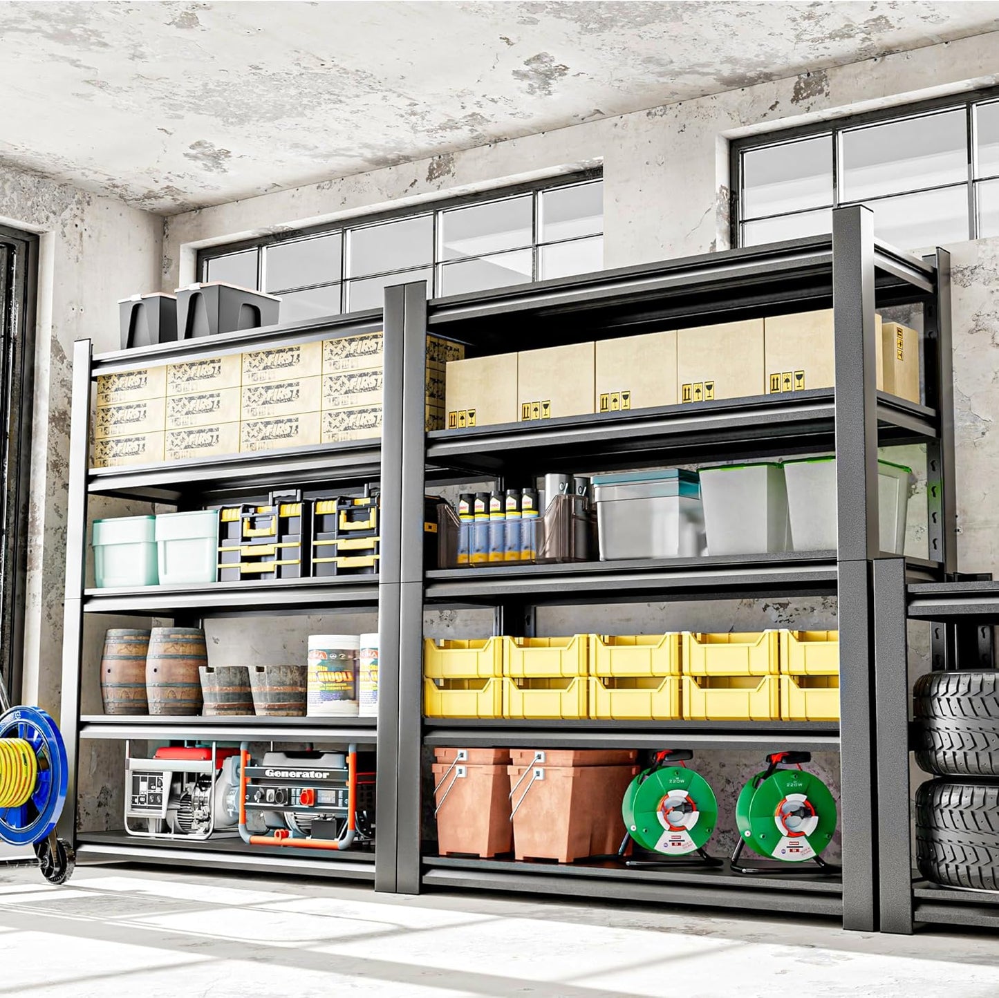 Heavy Duty Metal Storage Shelf, 5 Tier Industrial Shelving Unit - Garage Shelving, Utility Shelf, Metal Storage Rack Shelving, Durable Garage Shelf Organizer 18" D x48 W x78 H