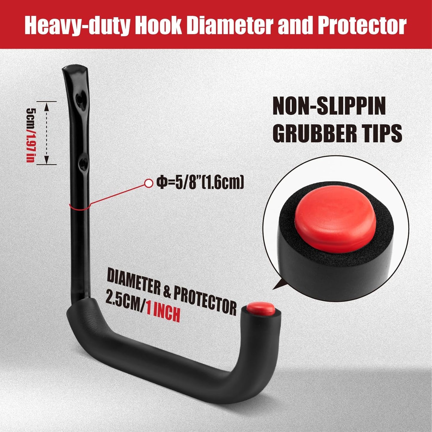 Sinoer 12 Pack Garage Hooks，9.8" & 3.5" Utility Storage Hook with EVA Pads，Metal Wall Hangers for Bike, Extension Cord,Folding Chairs Backpack Bag and Hanging Ladders