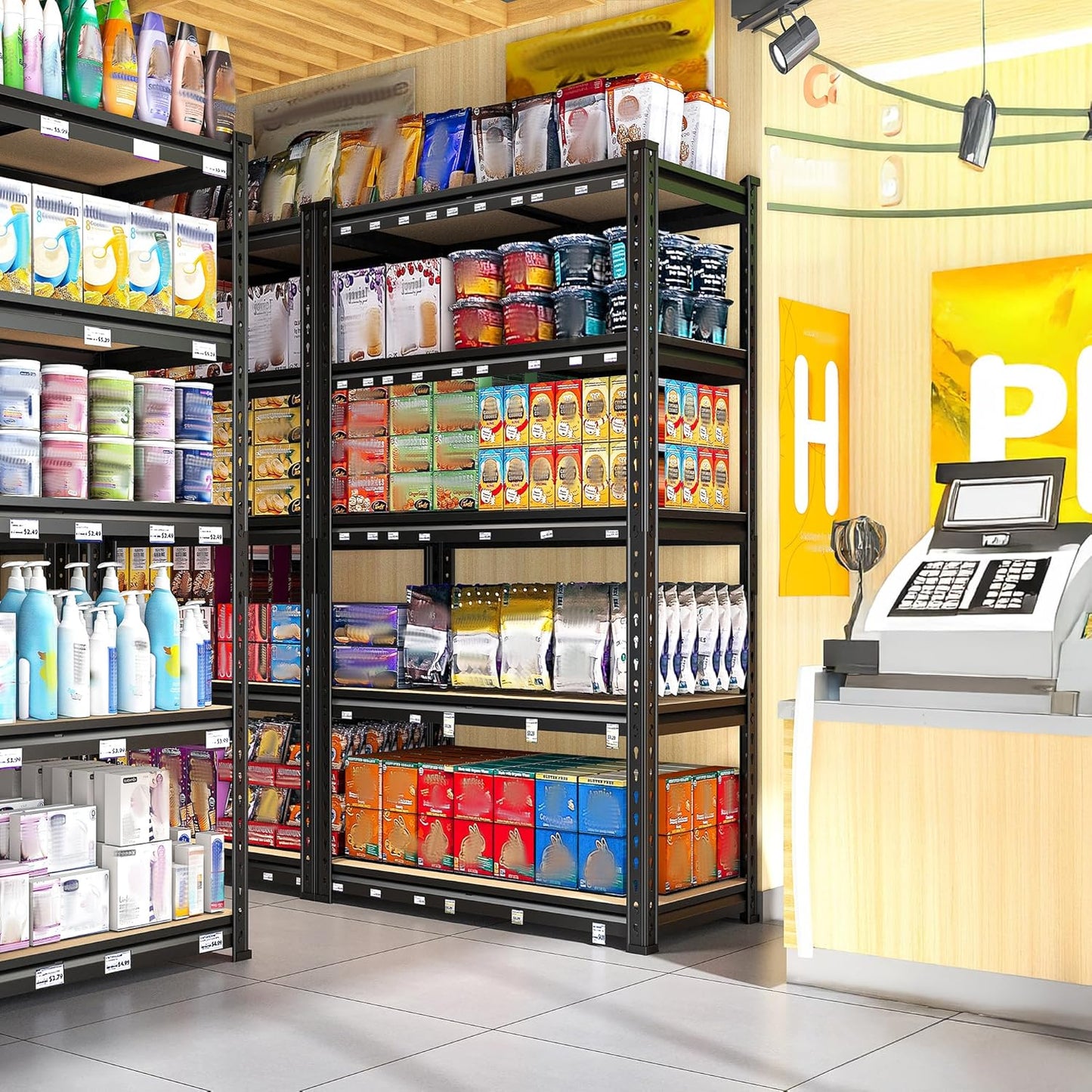 REIBII Set of 2 Storage Shelves 5 Tier Garage Shelving Heavy Duty Metal Shelving 2000LBS Garage Shelves Adjustable Metal Shelf for Kitchen Warehouse Pantry Closet, 27.6" W x 11.8" D x 60" H