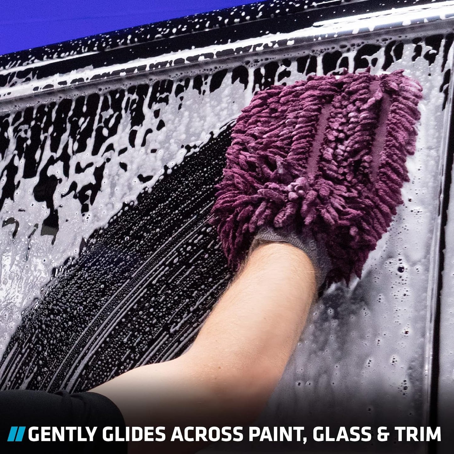 VIKING Car Wash Mitt, Microfiber for Car Cleaning, Premium Chenille, Purple, 10 inch x 8 inch, 2 Pack