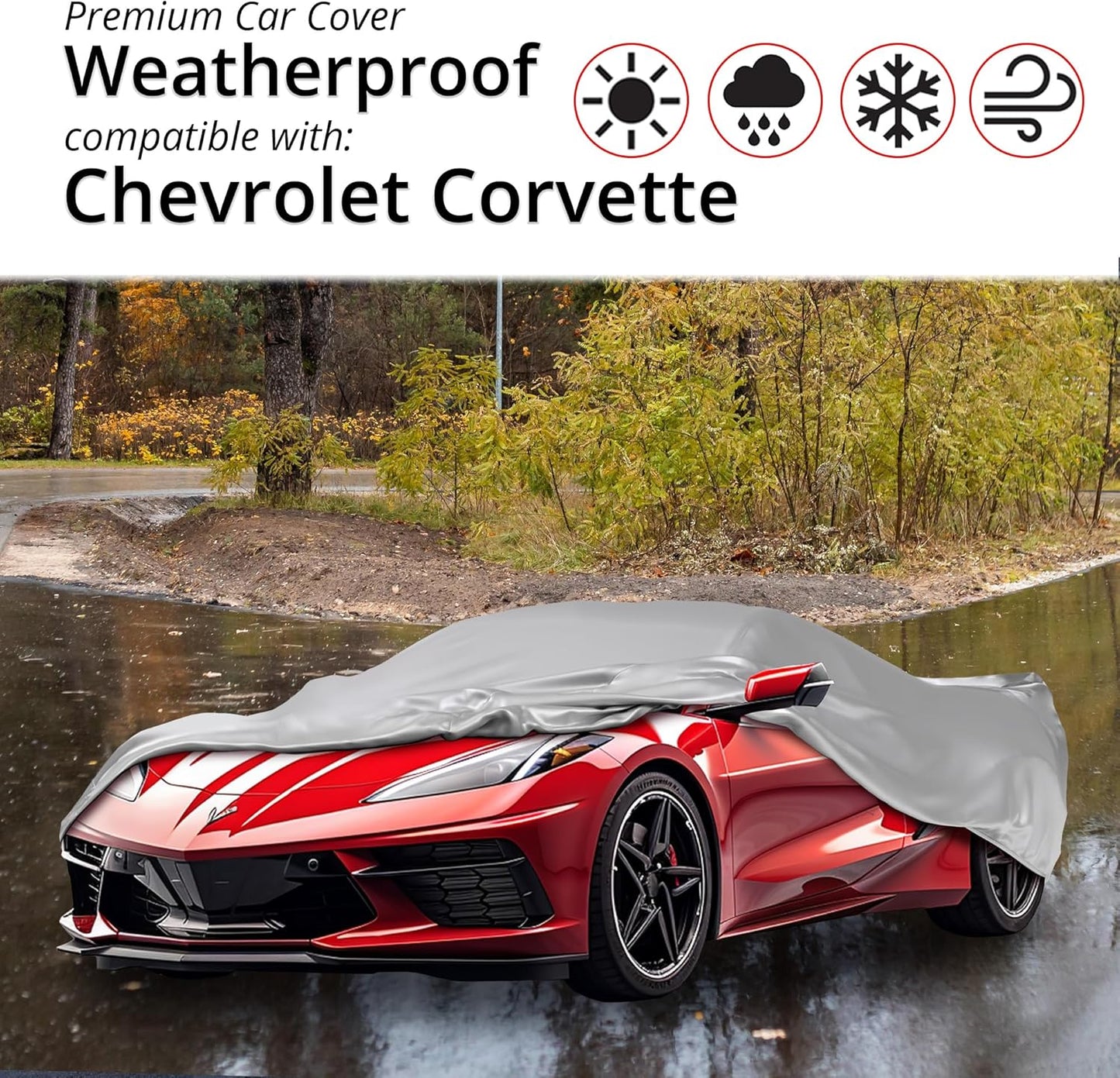 Car Covers Weatherproof Max Car Cover & Warranty Compatible with Chevrolet 2014-2019 Corvette Stingray- Outdoor Cover Theft Cable Lock Car Accessories Better Than Waterproof