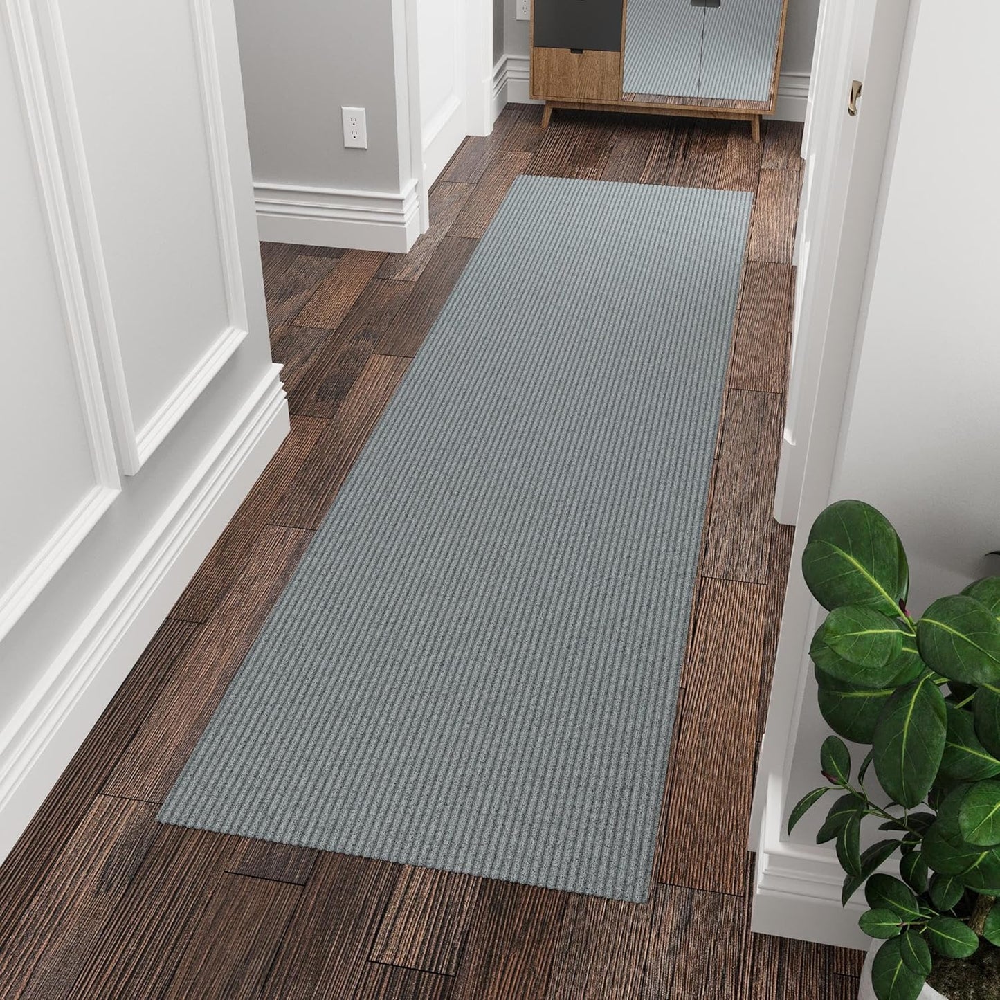 Ottomanson 3'11" x 7' Mud Mat Area Rug Scraper Carpet - Non-Slip, Dirt Trapping for Indoor & Outdoor Use - Ideal for Entryway, Garage, Kitchen, Patio & High-Traffic Areas, Gray