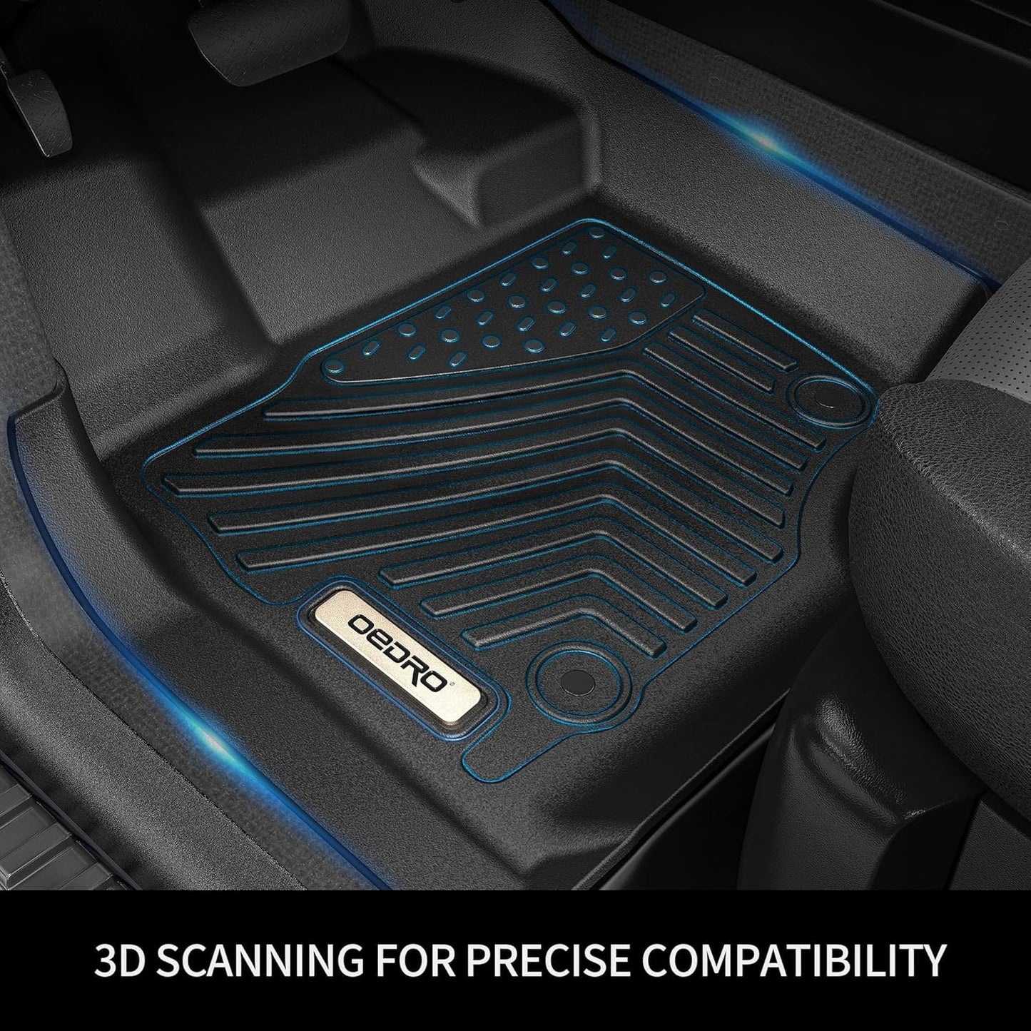 OEDRO Floor Mats Fit for 2018-2024 GMC Terrain & 2018-2024 Chevy Equinox, Unique Black TPE All-Weather Guard Includes 1st and 2nd Row Full Set Liners