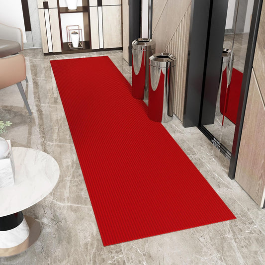 Ottomanson 3'11" x 16' Hallway Runner with Scraper Pile - Extra Durable Non-Slip Rug Mat for Indoor & Outdoor Use - Ideal for Kitchen, Entryway & Garage - High-Traffic Carpet, Red