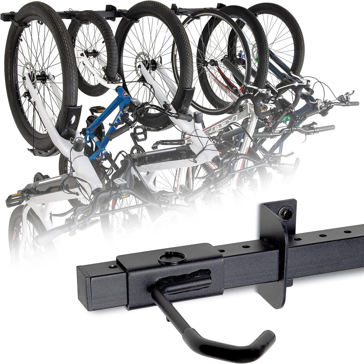 GoSports 6 ft Wall Mounted Bike Rack for Garage - Vertical Storage for 4 to 6 Bicycles