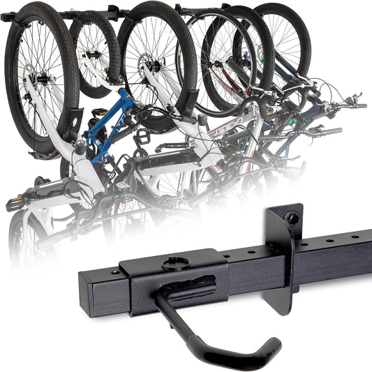 GoSports 6 ft Wall Mounted Bike Rack for Garage - Vertical Storage for 4 to 6 Bicycles