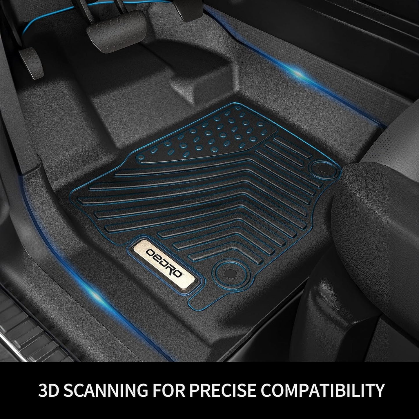 OEDRO Floor Mats Fit for 2017-2021 Nissan Titan / 2016-2021 Nissan Titan XD Crew Cab with 1st Row Bucket Seat, Unique Black TPE All-Weather Guard Includes 1st and 2nd Row: Full Set Liners