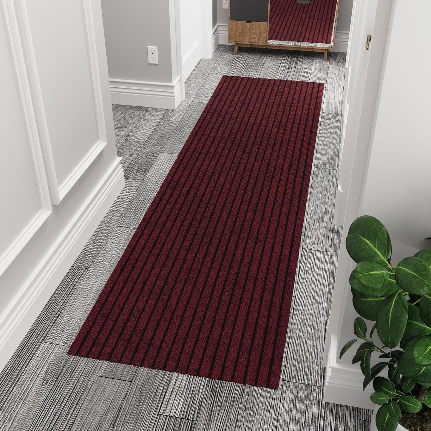 Ottomanson 2'7" x 9' Hallway Runner with Scraper Pile Extra Durable Non-Slip Rug Mat for Indoor & Outdoor Use - Ideal for Kitchen, Entryway, Patio & Garage - High-Traffic Carpet, Red