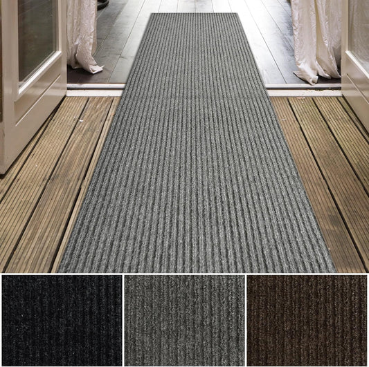iCustomRug Spartan Weather Warrior Duty Indoor/Outdoor Utility Ribbed in 3ft,4ft,6ft Widths 70 Custom Sizes with Natural Non-Slip Rubber Backing 4'X72' in Grey