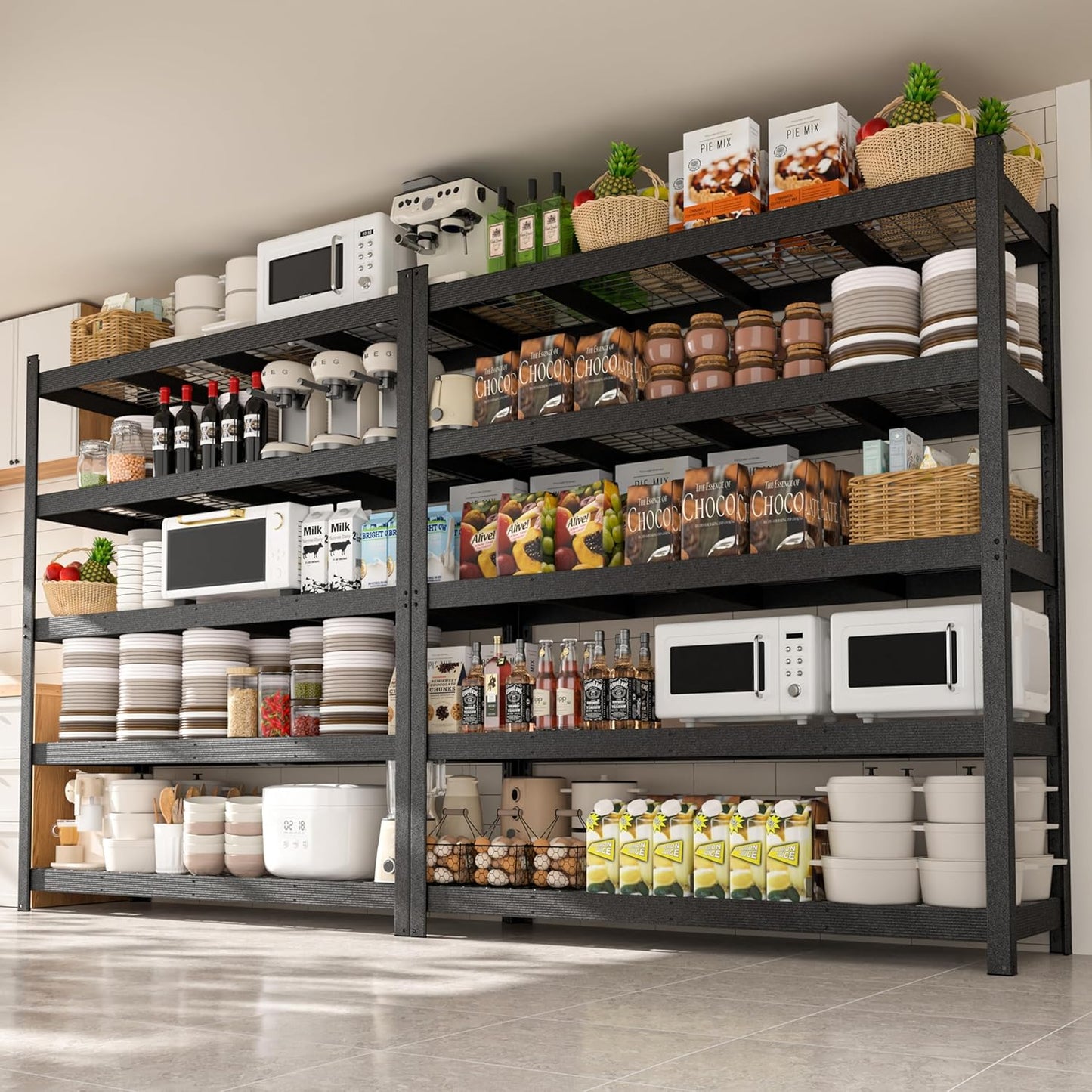 MUPATER 72.05” W × 24.02” D × 83.86” H, Heavy Duty Metal Storage Shelves, 3000 LBS Capacity, 5-Tier Adjustable Garage Shelving, Storage Shelf Rack for Kitchen, Basement, Warehouse