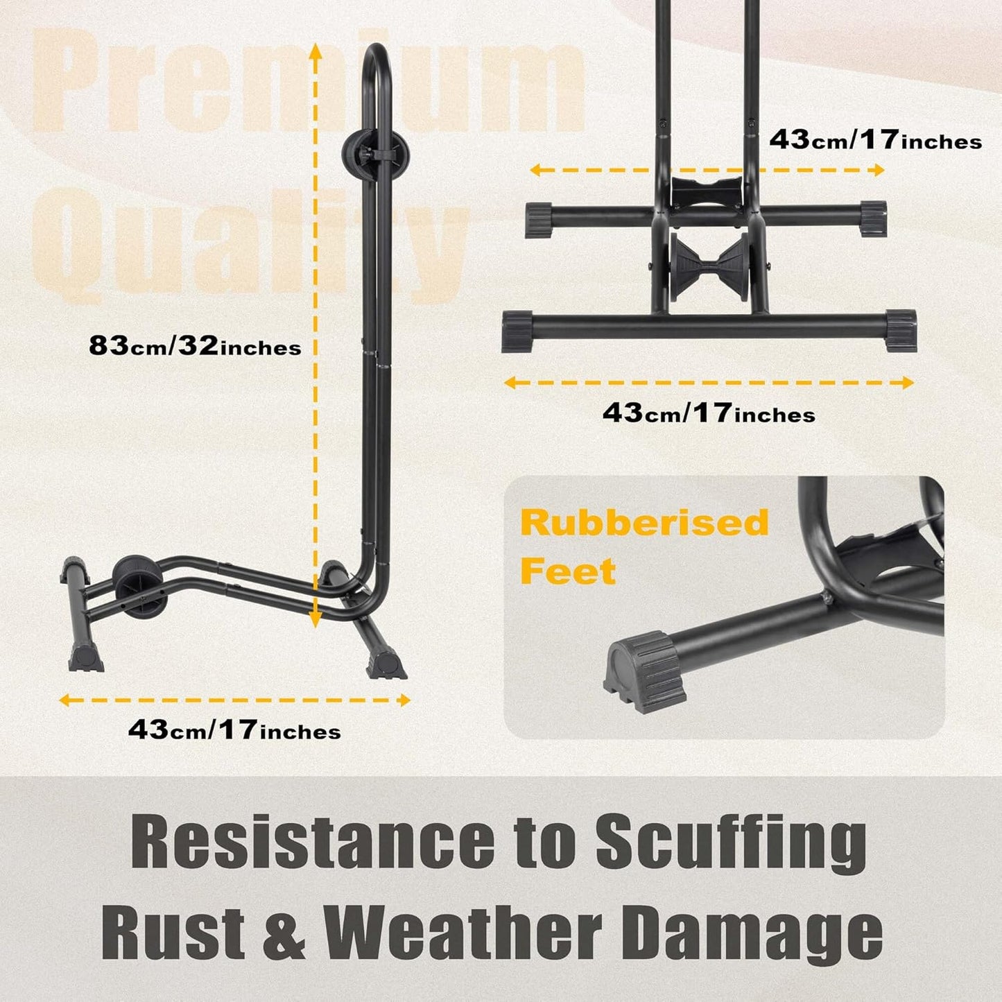 CyclingDeal Bike Floor Stand Parking Rack - for 20"-29" Mountain MTB & Road Bikes with Tire Width up to 2.4" or 5" Fat Bike - Bicycle Indoor Outdoor Garage Storage - Max Tire Width 2.4” for 1 Bike