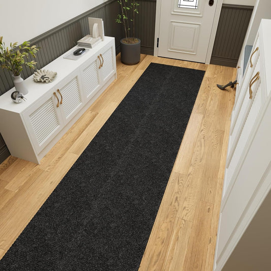 Ottomanson 2'7" x 27' Hallway Runner with Scraper Pile - Extra Durable Non-Slip Rug Mat for Indoor & Outdoor Use - Ideal for Kitchen, Entryway & Garage - High-Traffic Carpet, Black