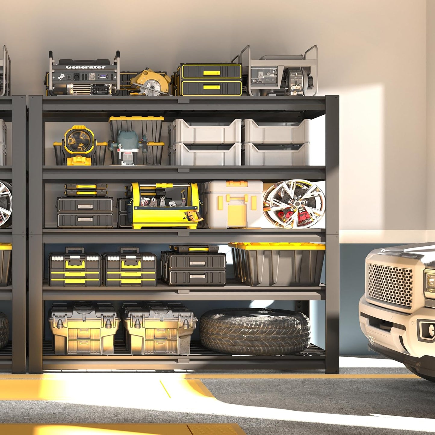 PrimeZone Heavy Duty Storage Shelves - 48" W X 18" D X 72" H Adjustable Garage Wire Shelving Unit, 5 Tier Industrial Metal Shelf Standing Utility Rack for Warehouse, Pantry, Basement, Black, 3 Pack