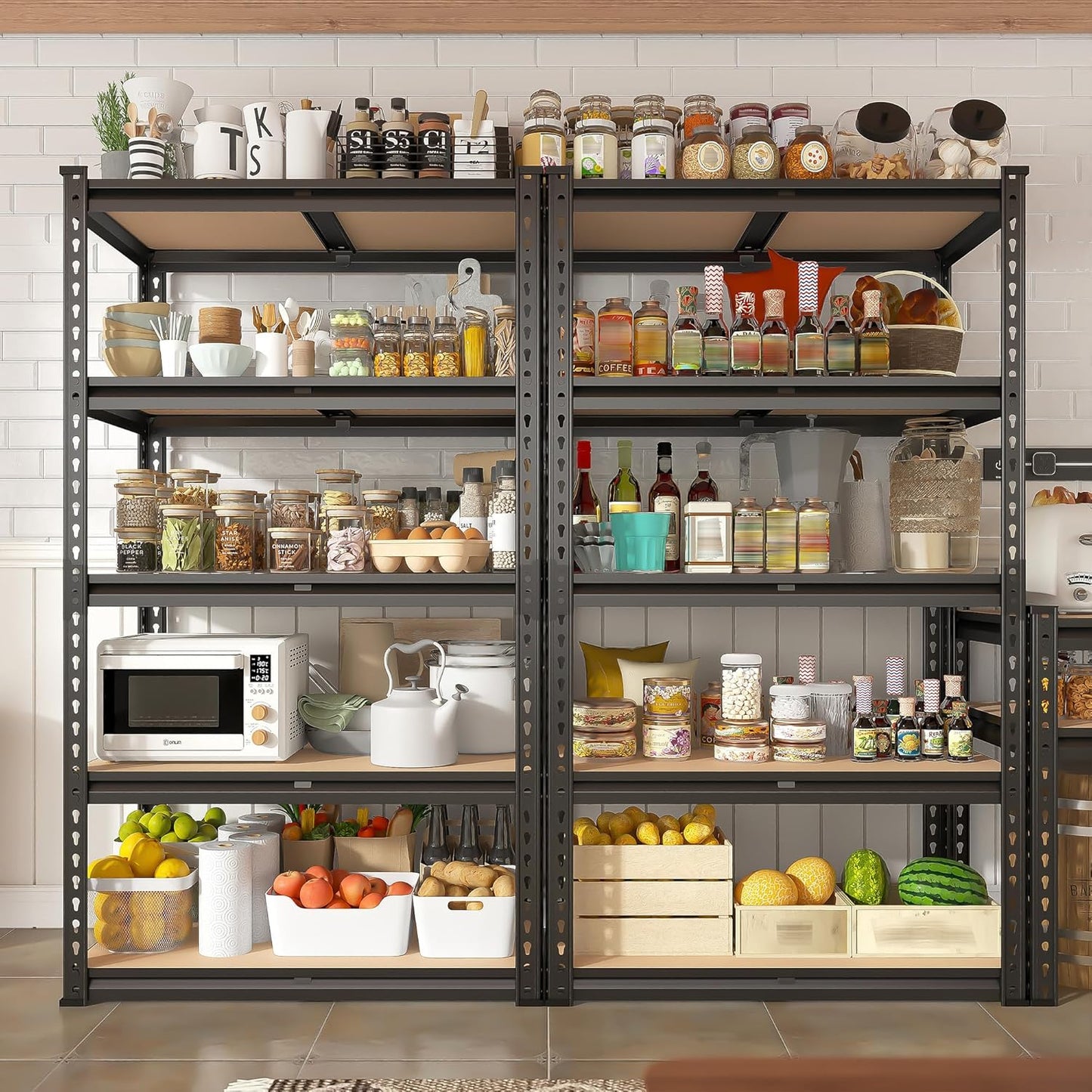 REIBII Storage Shelves 1600LBS Garage Shelving Heavy Duty Metal Shelving 5 Tier Garage Shelves Adjustable Metal Shelf for Kitchen Basement Pantry Warehouse 28.2" W x 11.8" D x 59.9" H
