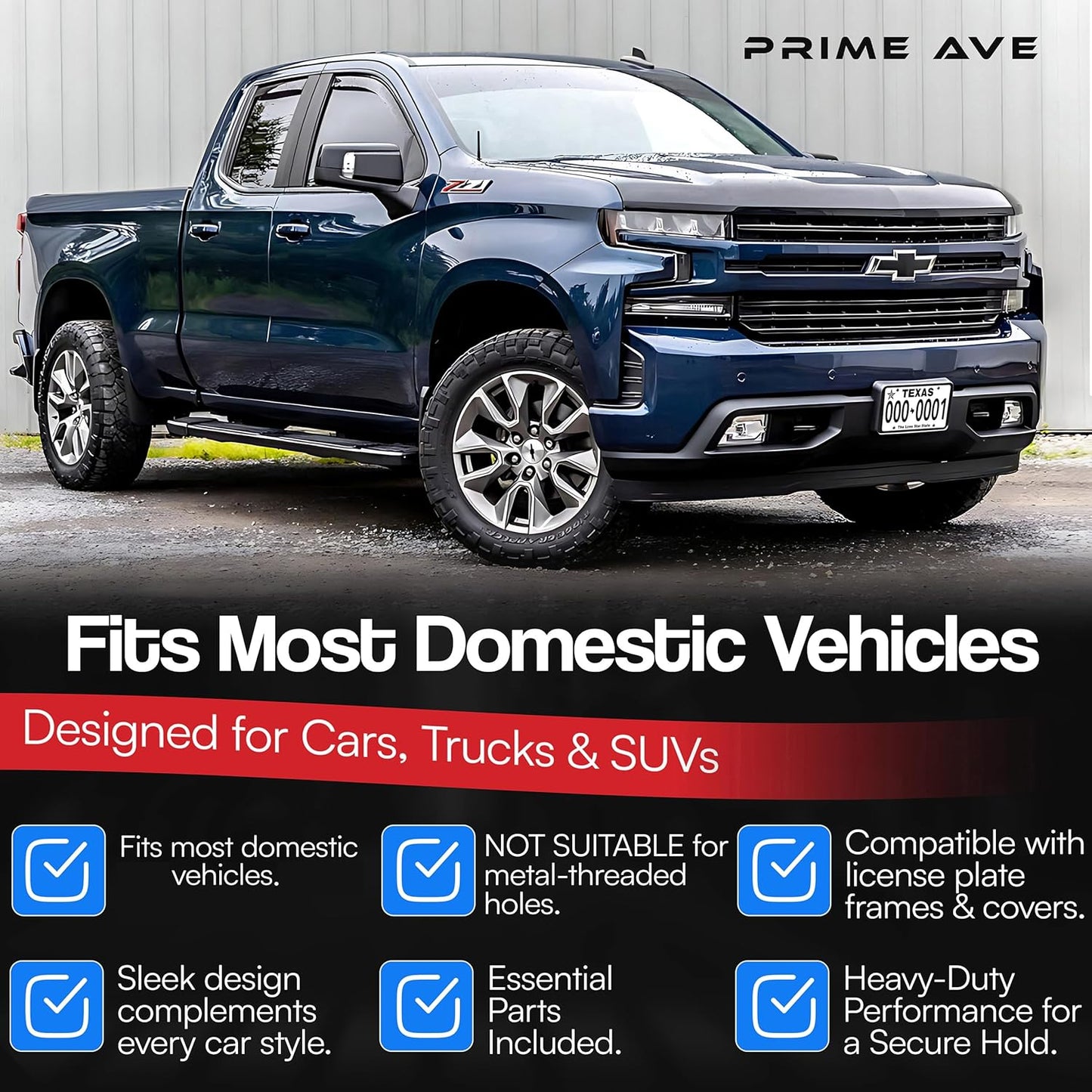 Black Oxide Stainless Steel License Plate Screws for License Plates, Frames, Covers - Rust Proof Licence Plate Screw Set for Front/Rear - Compatible with Chrysler Dodge Jeep Ram (Pack of 8)